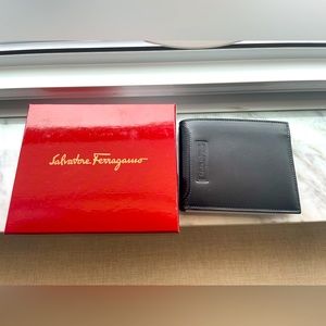 Brand new, in original box, Men’s Salvatore Ferragamo black leather wallet